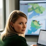 Portrait of a logistics operations director in a bright office setting with a calm professional expression